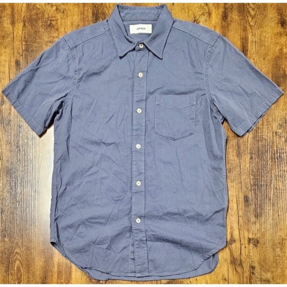 Buck Mason Men's Blue Short Sleeved Perfect Oxford Button Shirt Size Medium